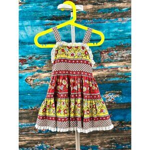 Toddler Girls Vintage Sam Le Lazard Spanish Floral Tiered Full Skirt Sundress 2T